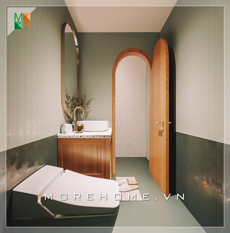 Một mẫu thiết kế hiện đại dành cho nhà vệ sinh có diện tích nhỏ nhưng vẫn đủ đầy tiện nghi cho các căn hộ, nhà phố, quán cafe.